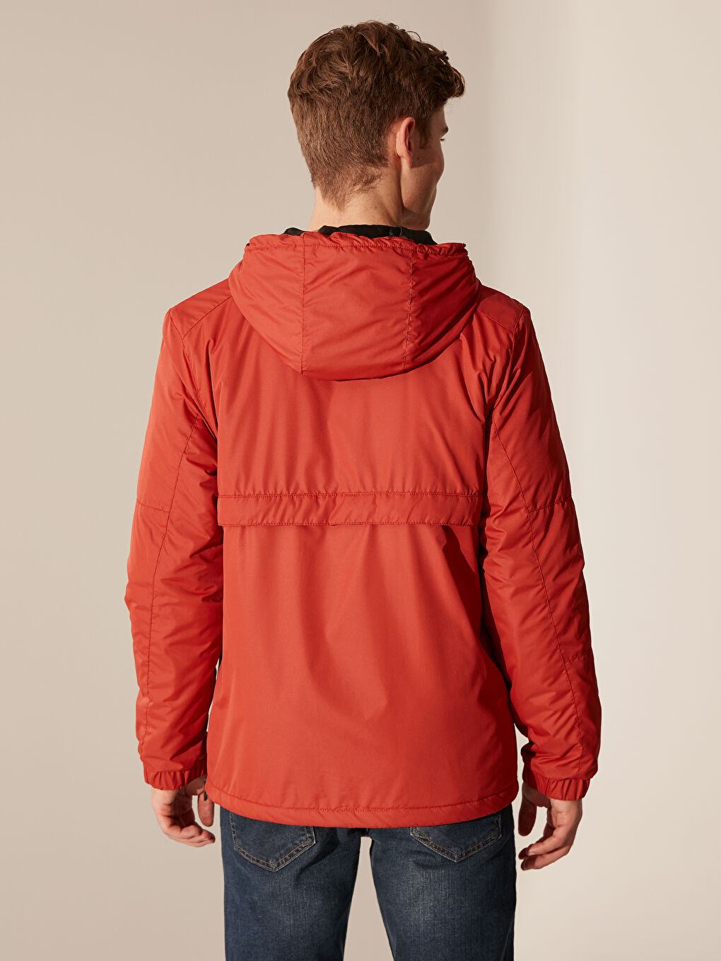 Turuncu Slim Fit Kapüşonlu Erkek Kanguru Mont-2