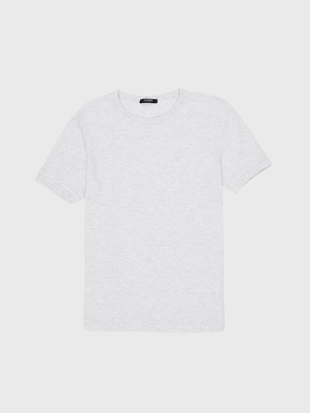 Gri Bisiklet Yaka Kısa Kollu Basic Tişört-1