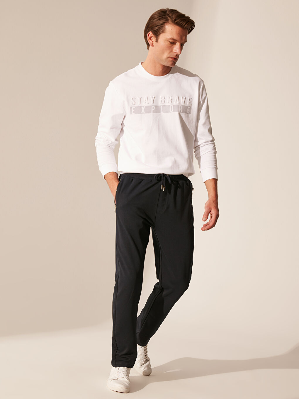 Lacivert Rahat Kalıp Erkek Eşofman Altı-1