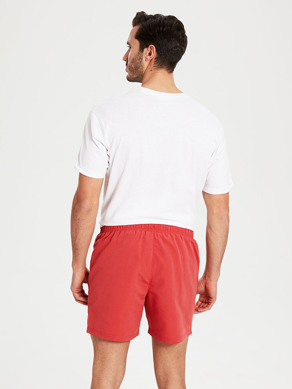 Pembe Diz Üstü Boy Basic Deniz Şortu  -2