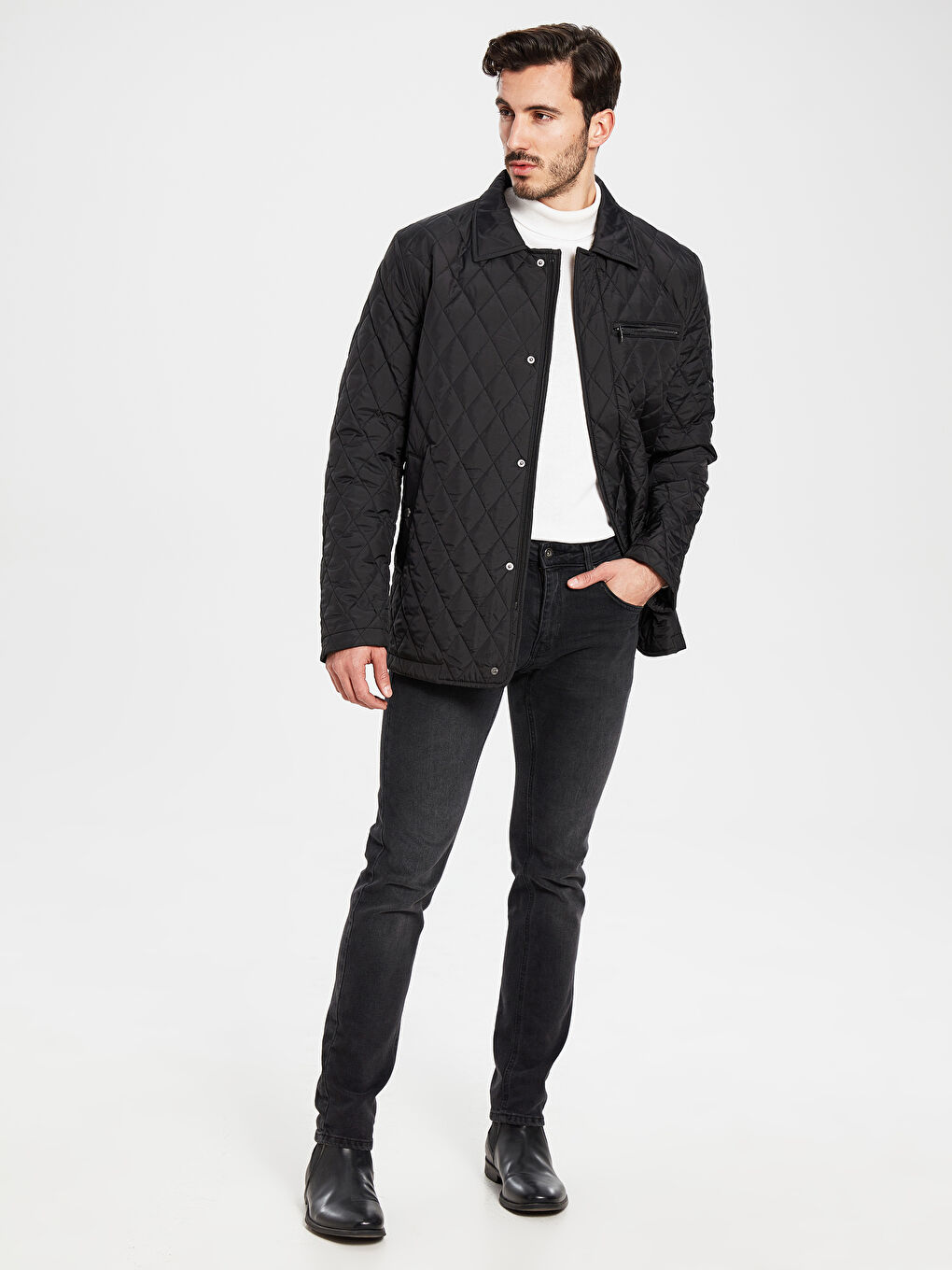 Siyah Erkek Şişme Mont-5