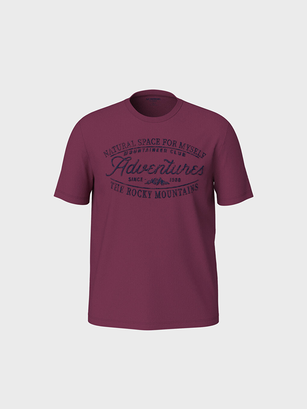 Pembe Bisiklet Yaka Baskılı Penye Tişört