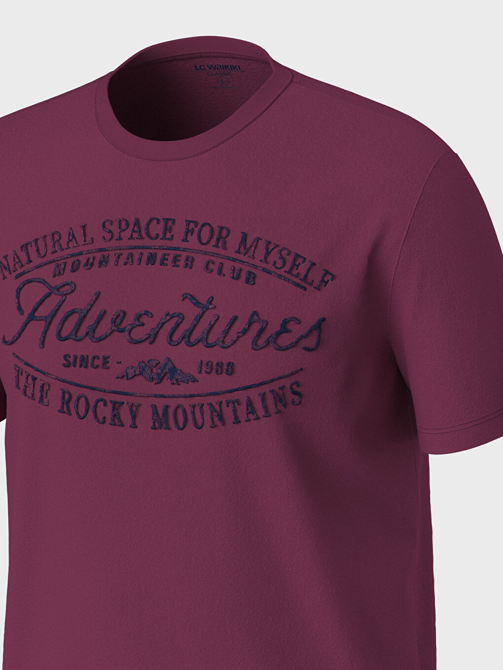 Pembe Bisiklet Yaka Baskılı Penye Tişört-2