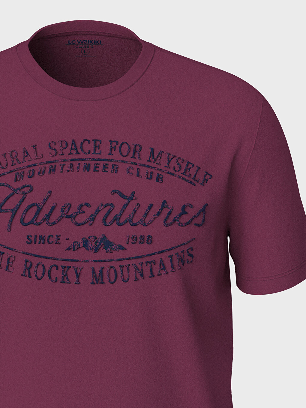 Pembe Bisiklet Yaka Baskılı Penye Tişört-3