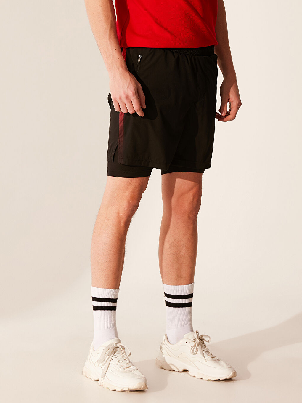 Siyah Standart Kalıp Aktif Spor Şort Tayt-2