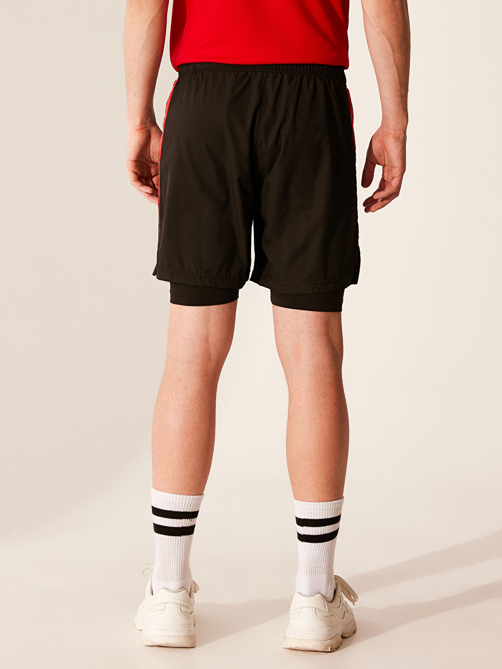 Siyah Standart Kalıp Aktif Spor Şort Tayt-3