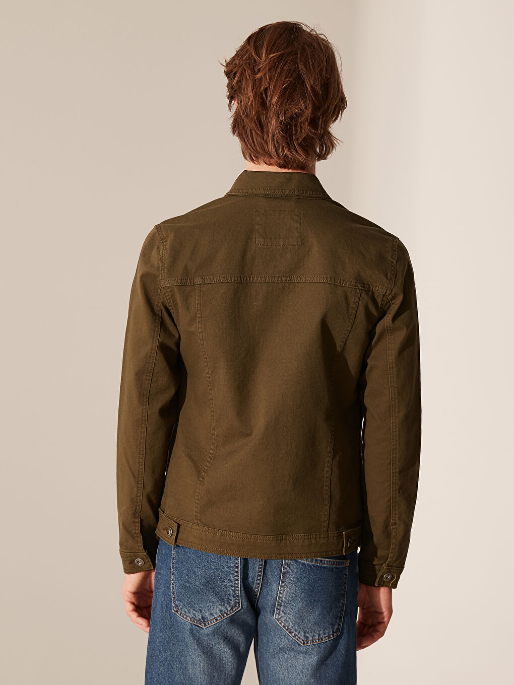 Haki Slim Fit Erkek Jean Ceket-2