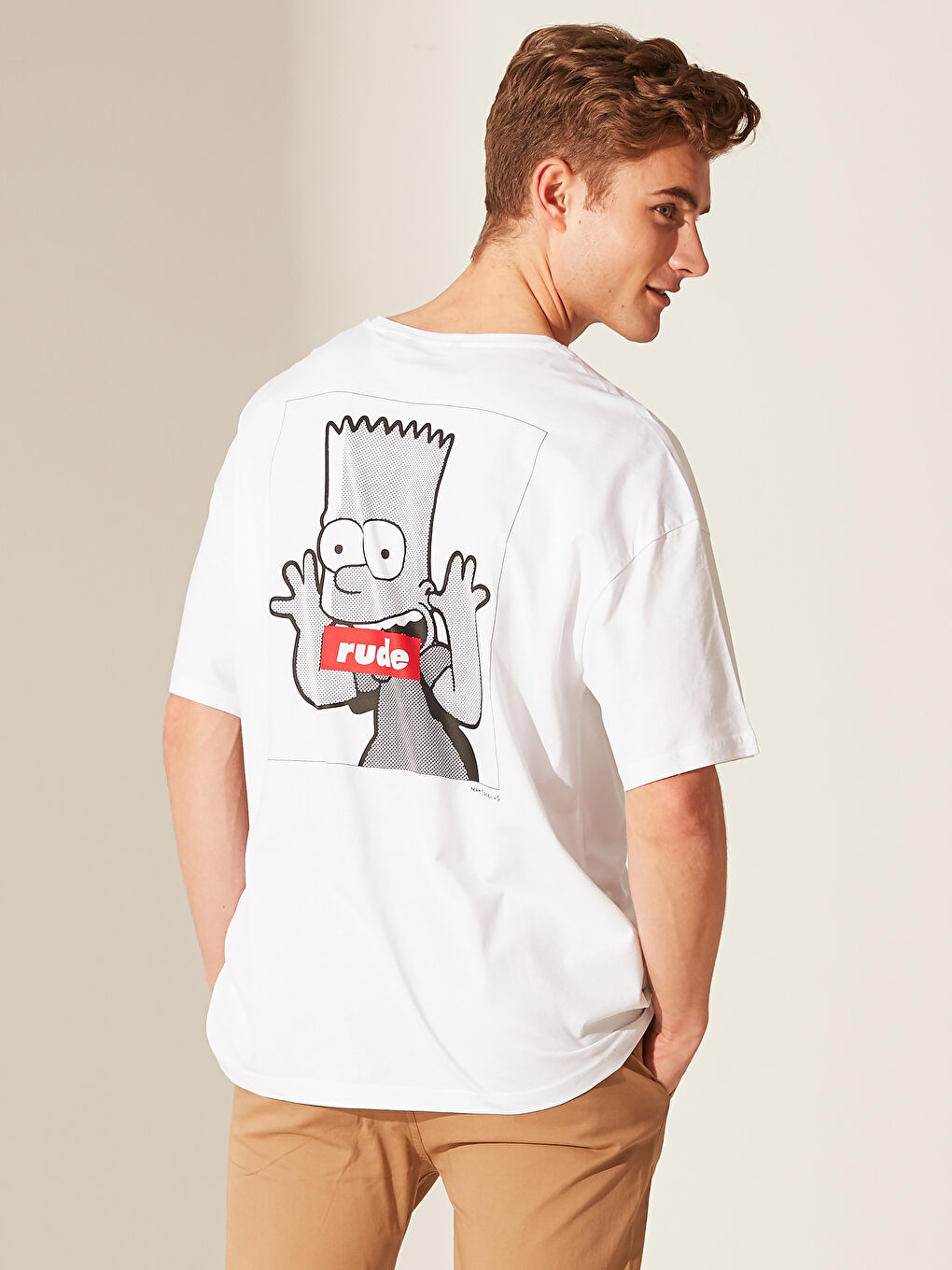 Crew Neck Short Sleeve The Simpsons Printed Combed Cotton Men's T-Shirt