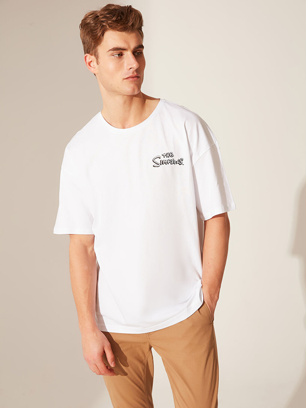 Crew Neck Short Sleeve The Simpsons Printed Combed Cotton Men's T-Shirt-1