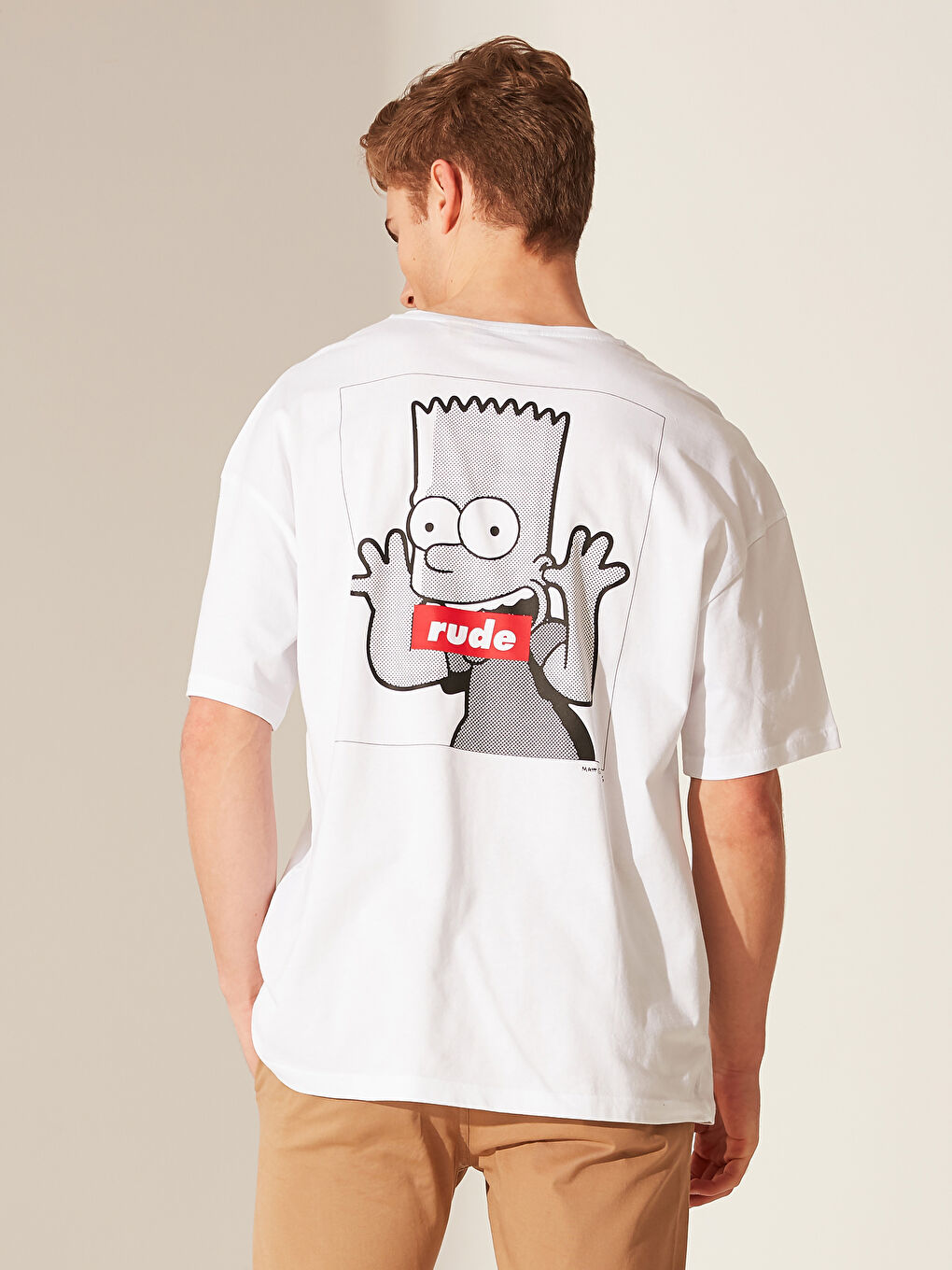 Crew Neck Short Sleeve The Simpsons Printed Combed Cotton Men's T-Shirt-3