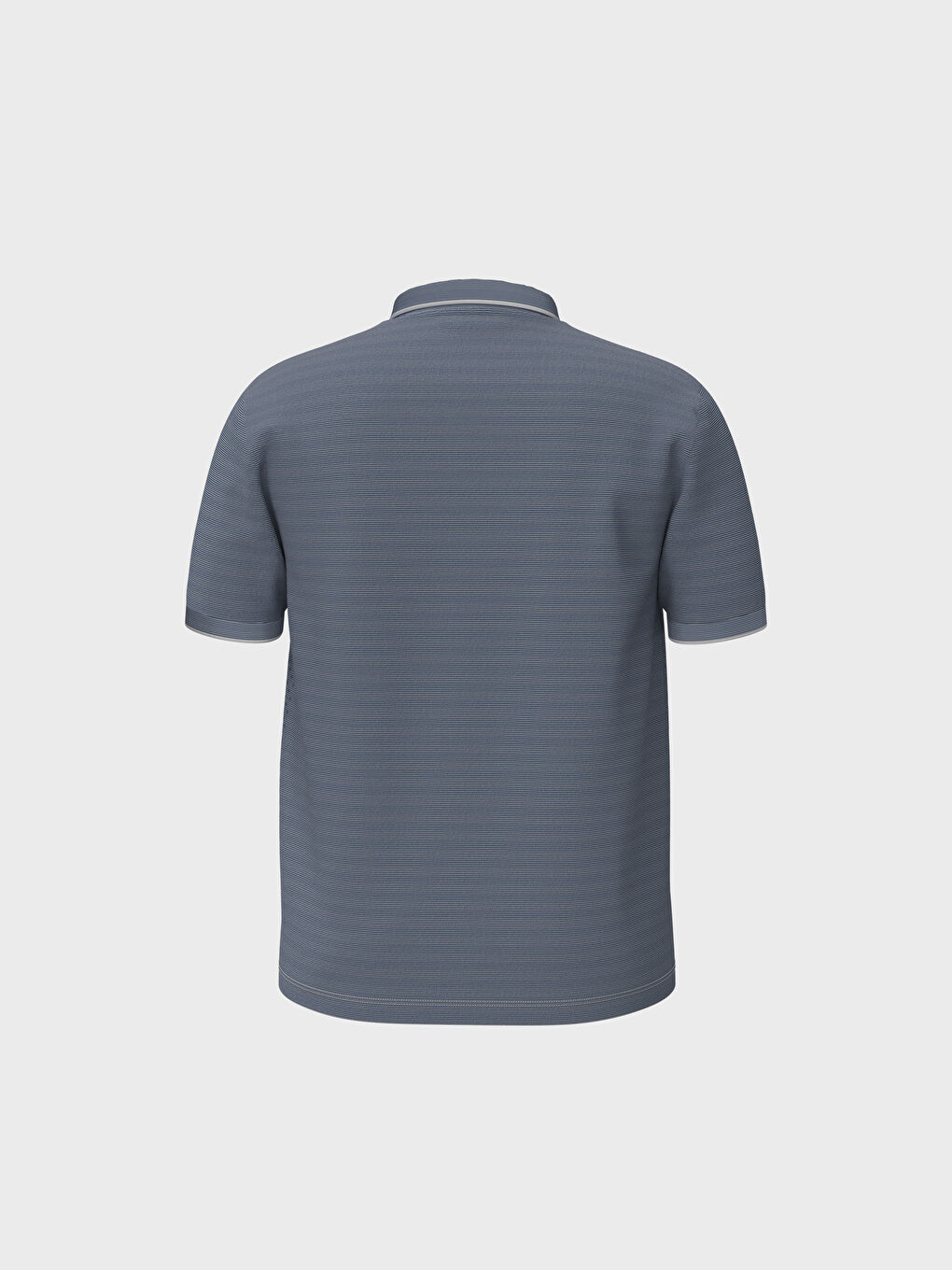 Mavi Polo Yaka Desenli Kısa Kollu Tişört-1