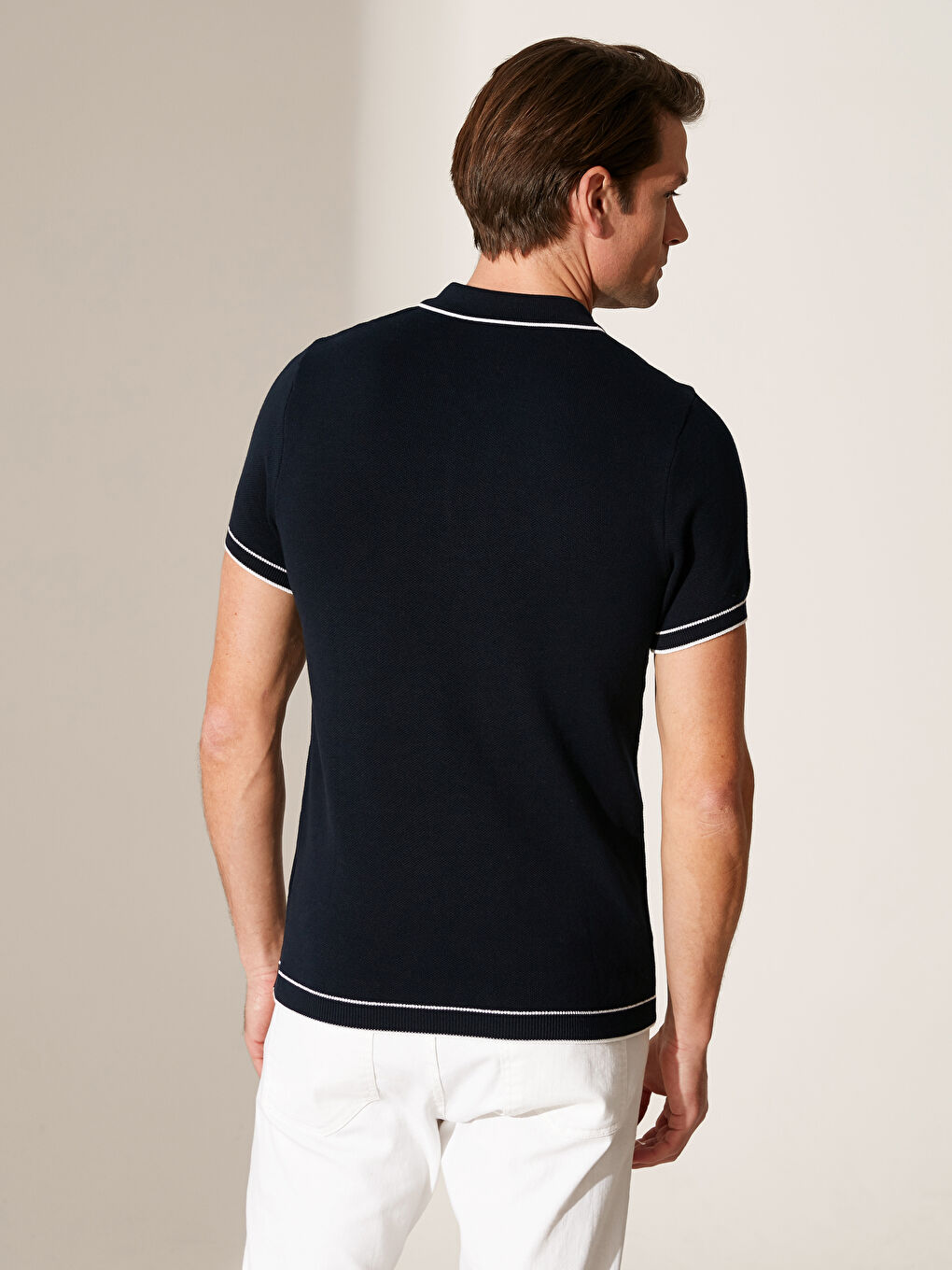 Lacivert Slim Fit Polo Yaka Kısa Kollu Tişört-2