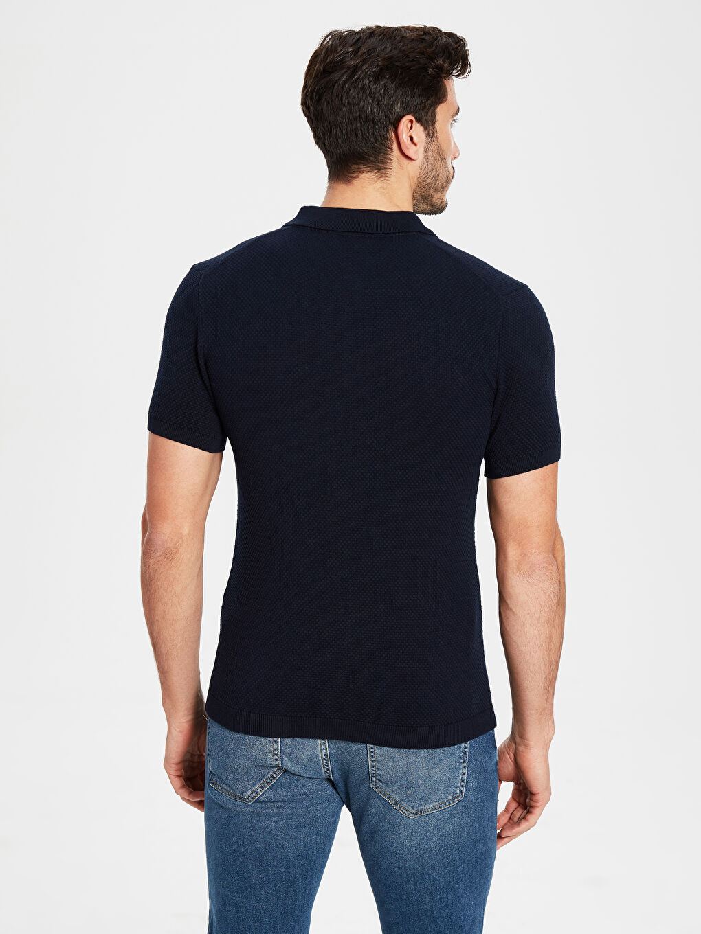 Lacivert Slim Fit Polo Yaka Kısa Kollu Tişört-2