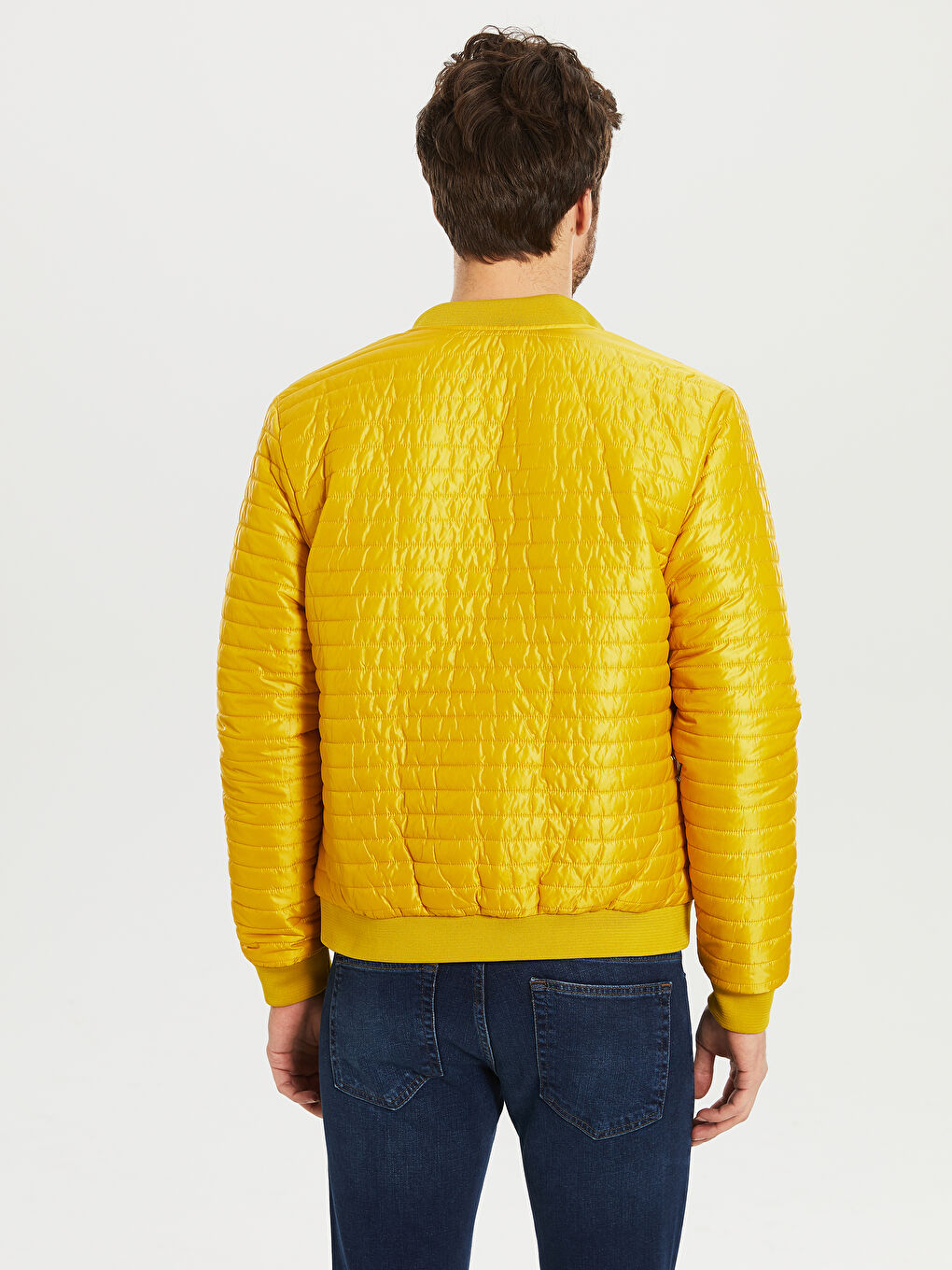 Sarı Slim Fit Kolej Yaka İnce Mont-5