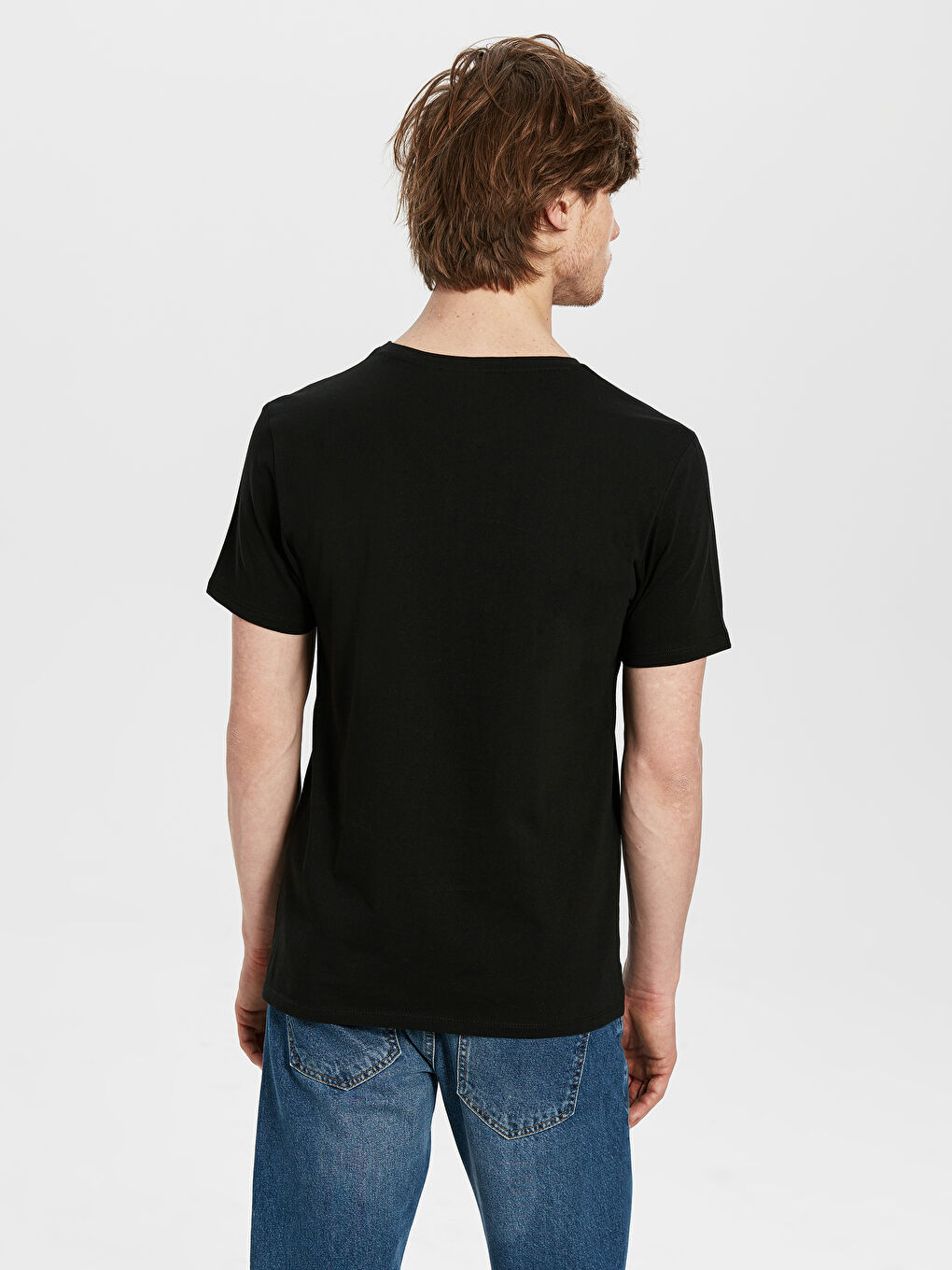 Siyah Bisiklet Yaka Friends Baskılı Pamuklu Erkek Tişört-1