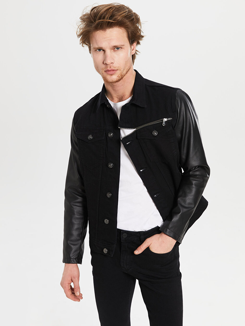 Siyah Erkek Jean Ceket
