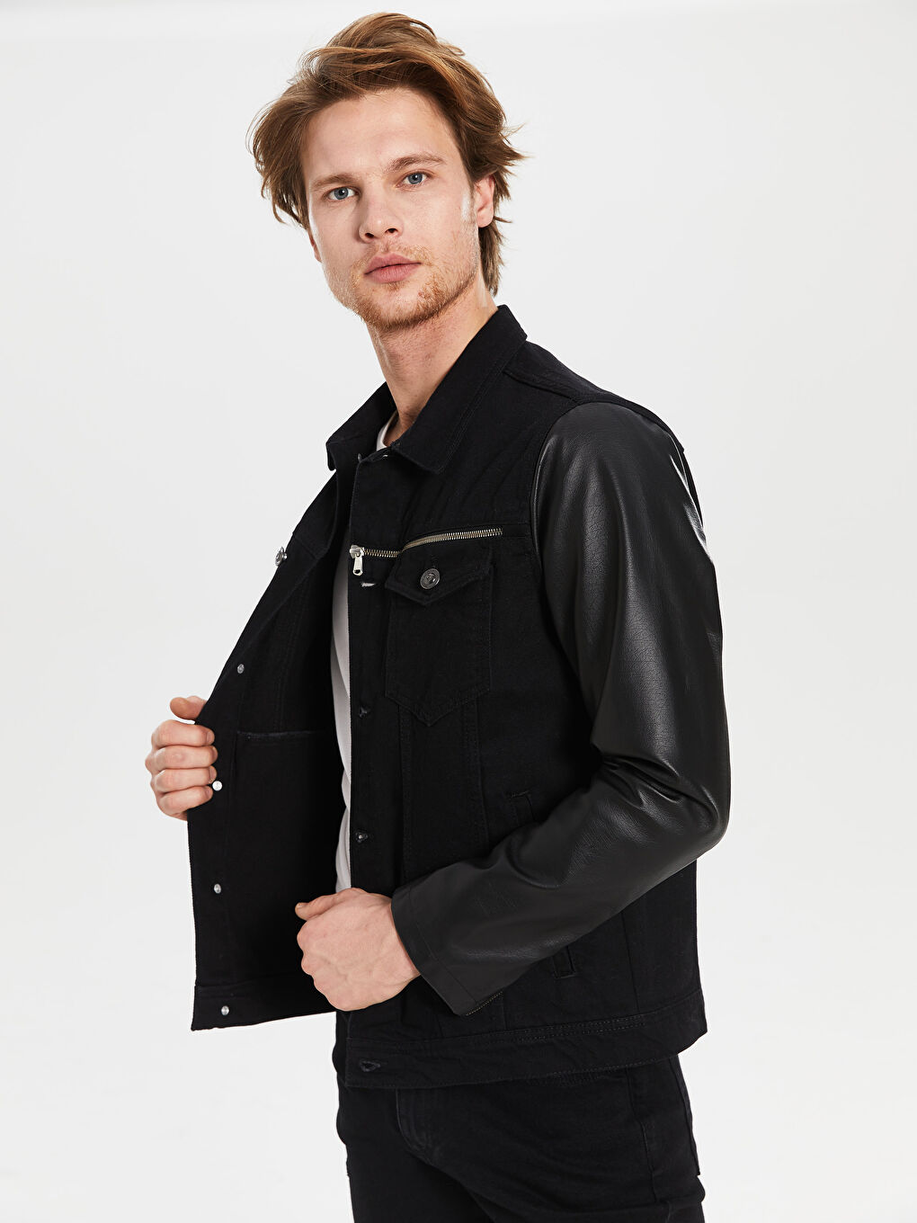 Siyah Erkek Jean Ceket-2