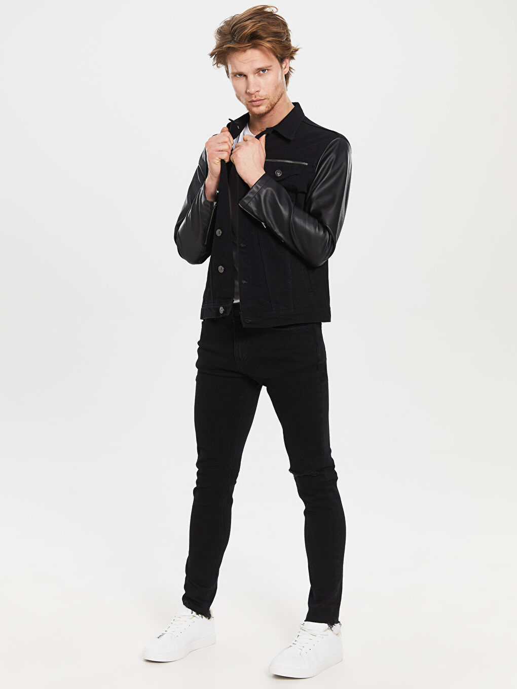 Siyah Erkek Jean Ceket-5