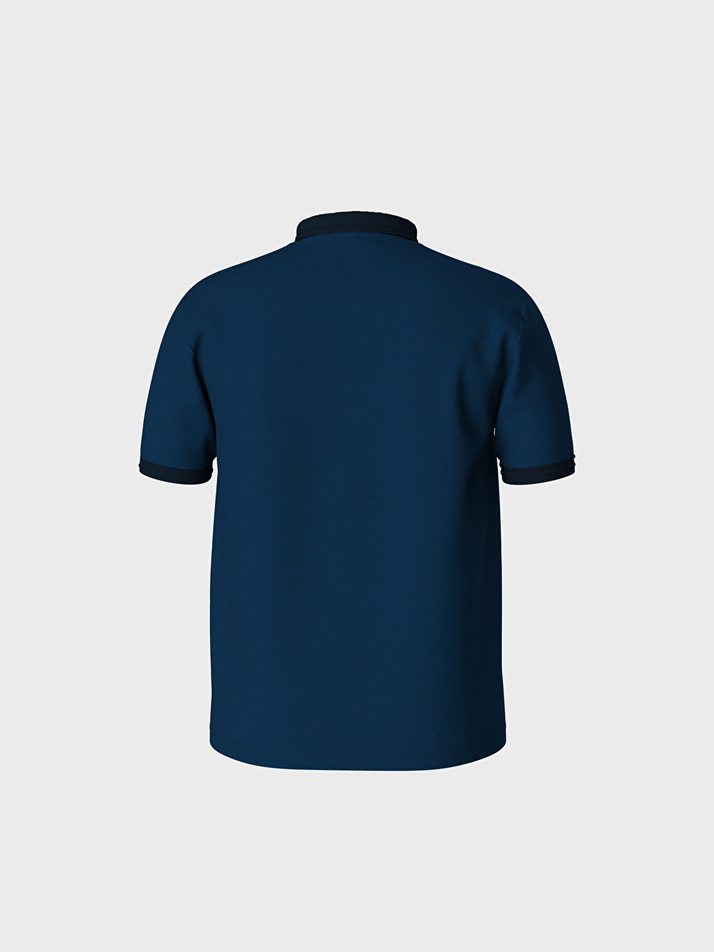 Mavi Merserize Polo Yaka Kısa Kollu Çizgili Erkek Tişört-1