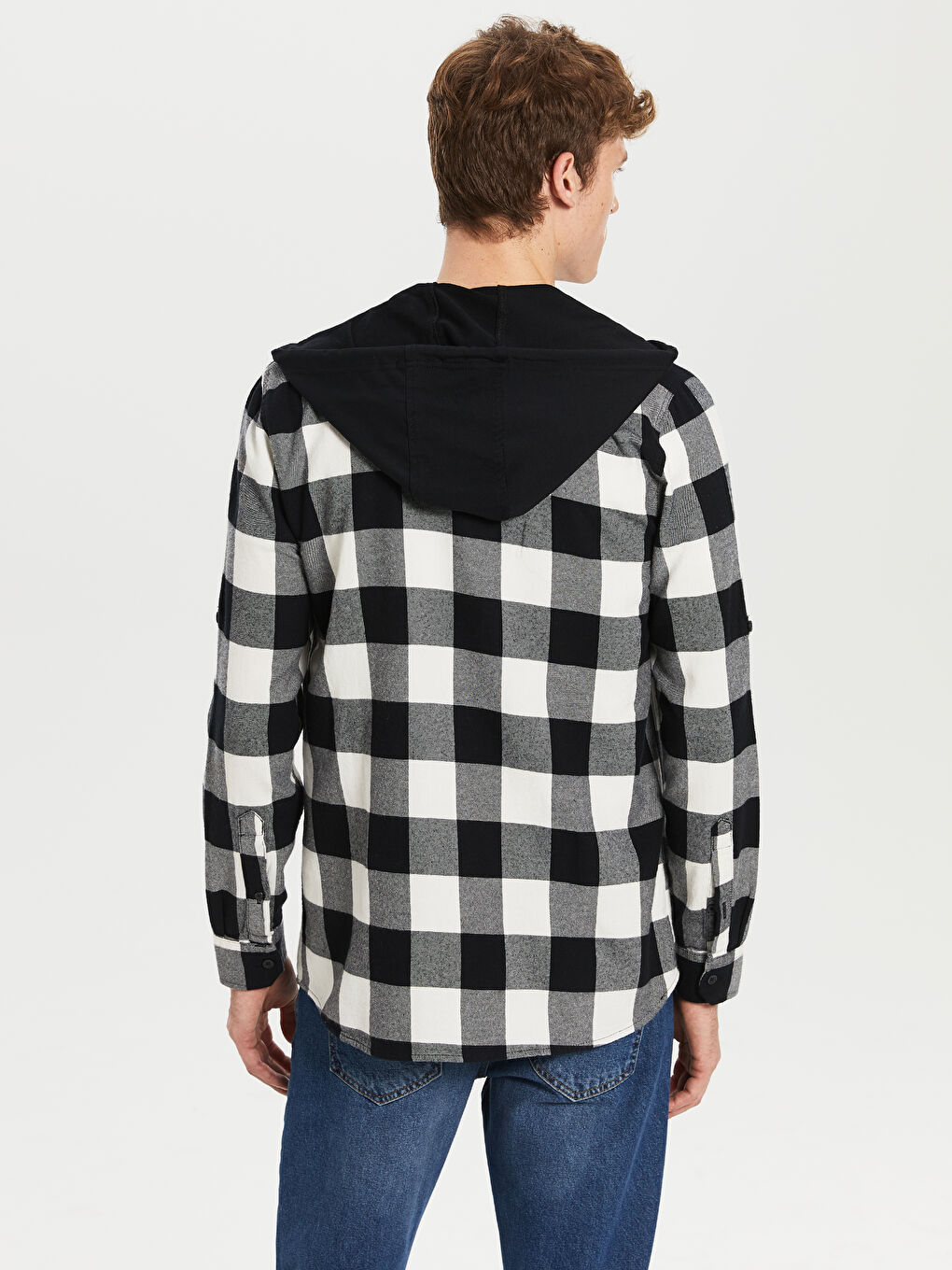 Slim Fit Chequered Long-Sleeve Gabardine Shirt Father and Son Matching-3