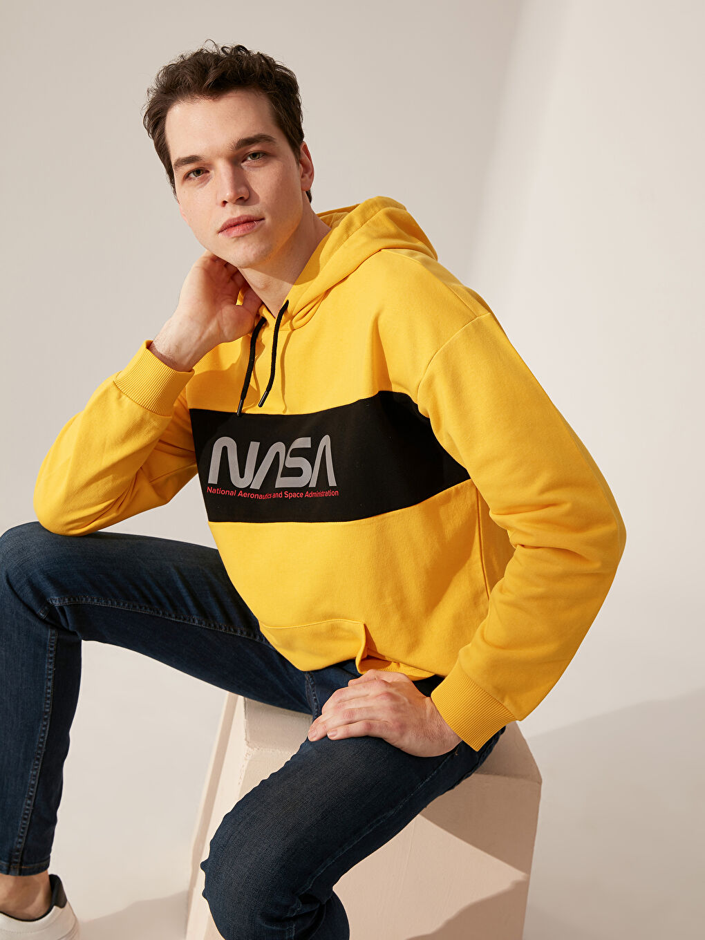 Hooded Long Sleeve Nasa Printed Men's Hoodie -0SN283Z8-PNQ