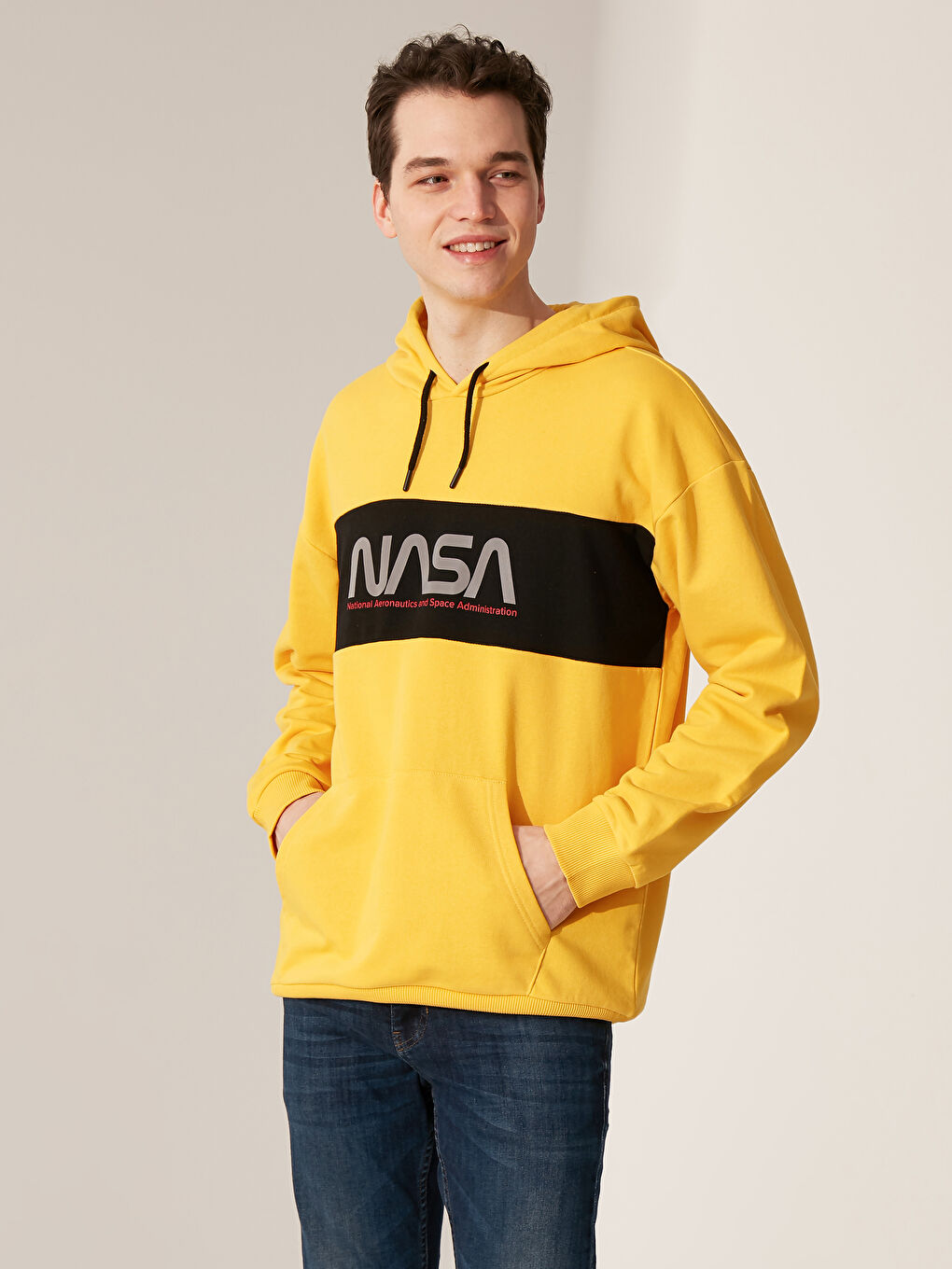 Hooded Long Sleeve Nasa Printed Men's Hoodie -0SN283Z8-PNQ