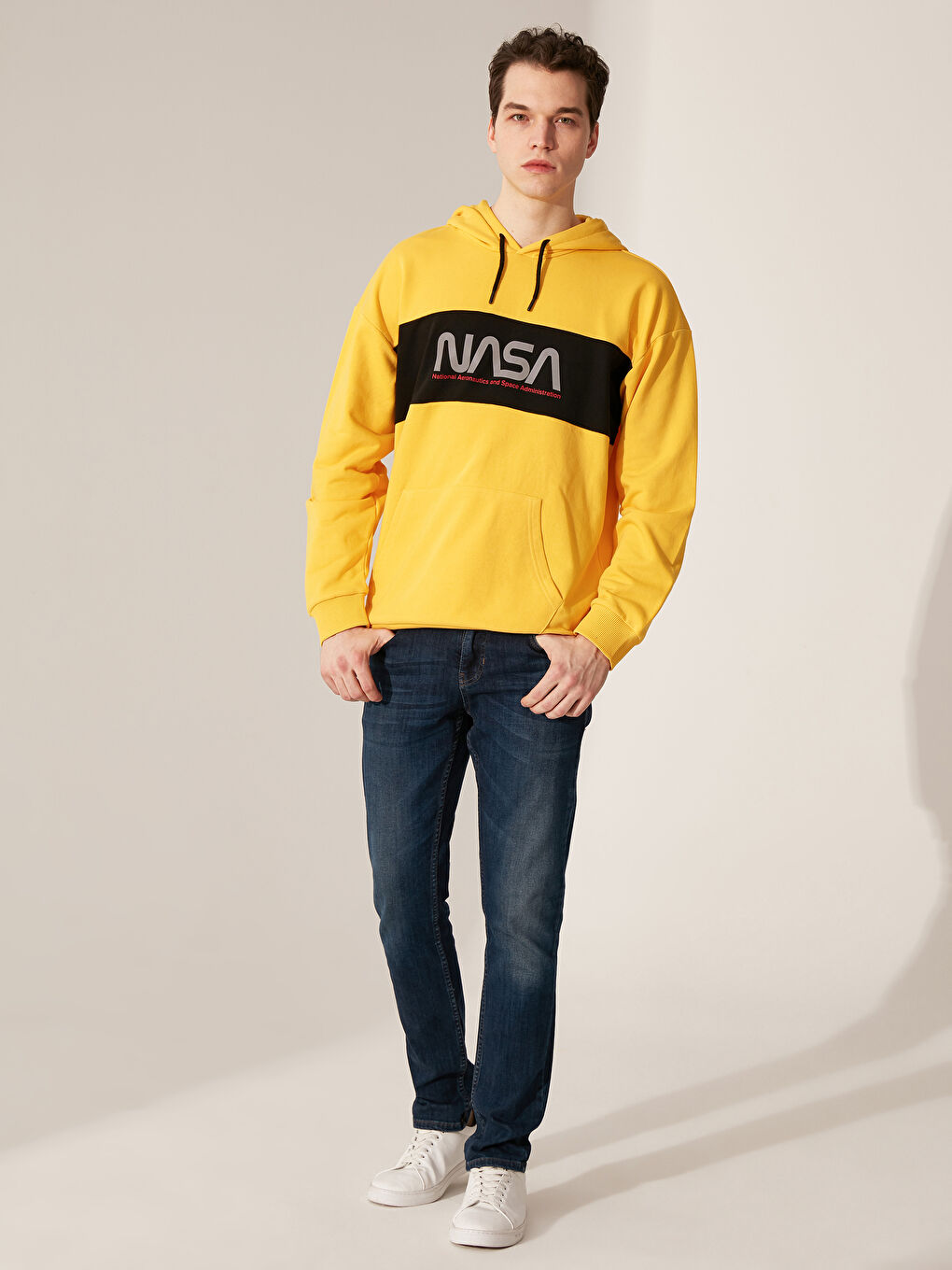 Hooded Long Sleeve Nasa Printed Men's Hoodie -0SN283Z8-PNQ