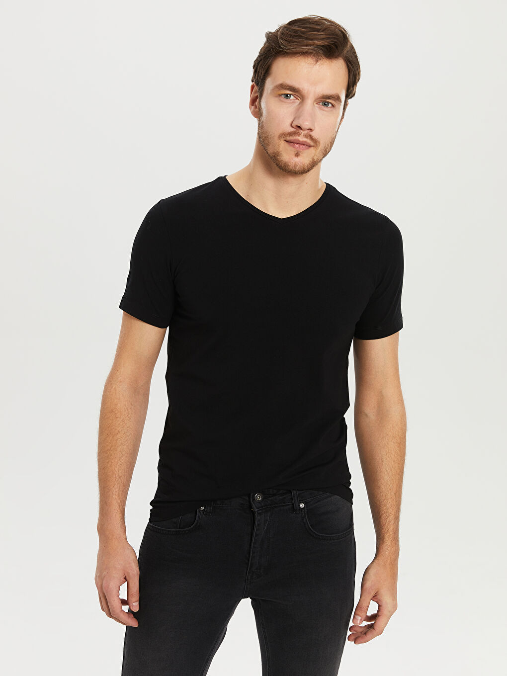 Siyah Penye Erkek Tişört-2