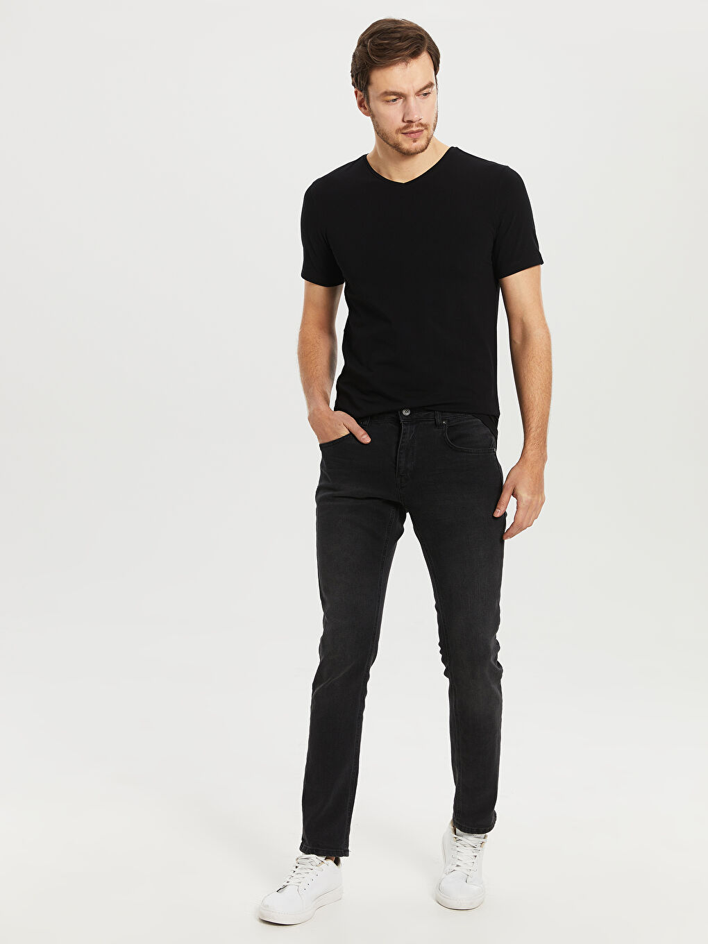 Siyah Penye Erkek Tişört-4