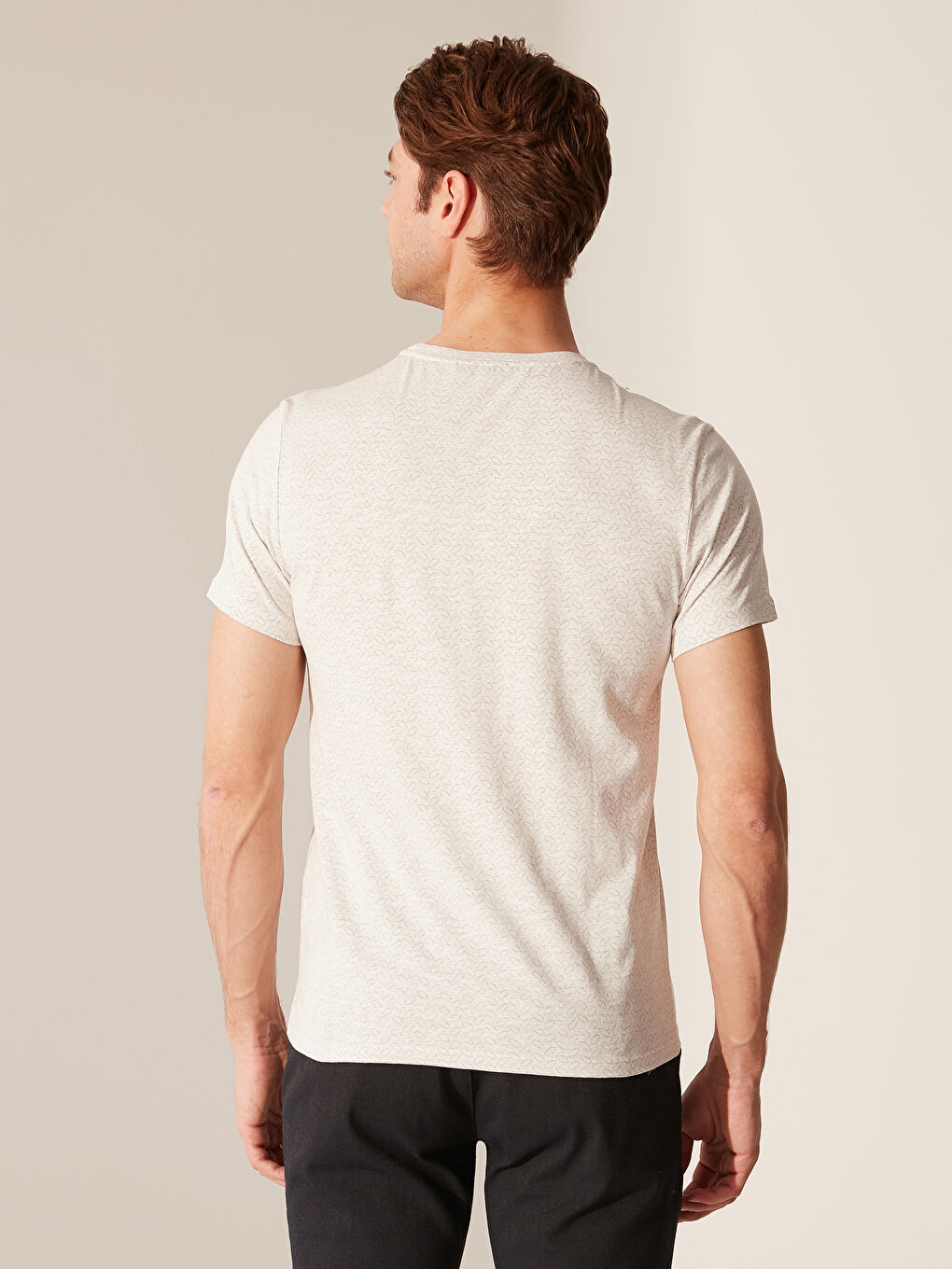 Ekru Penye Erkek Tişört-3