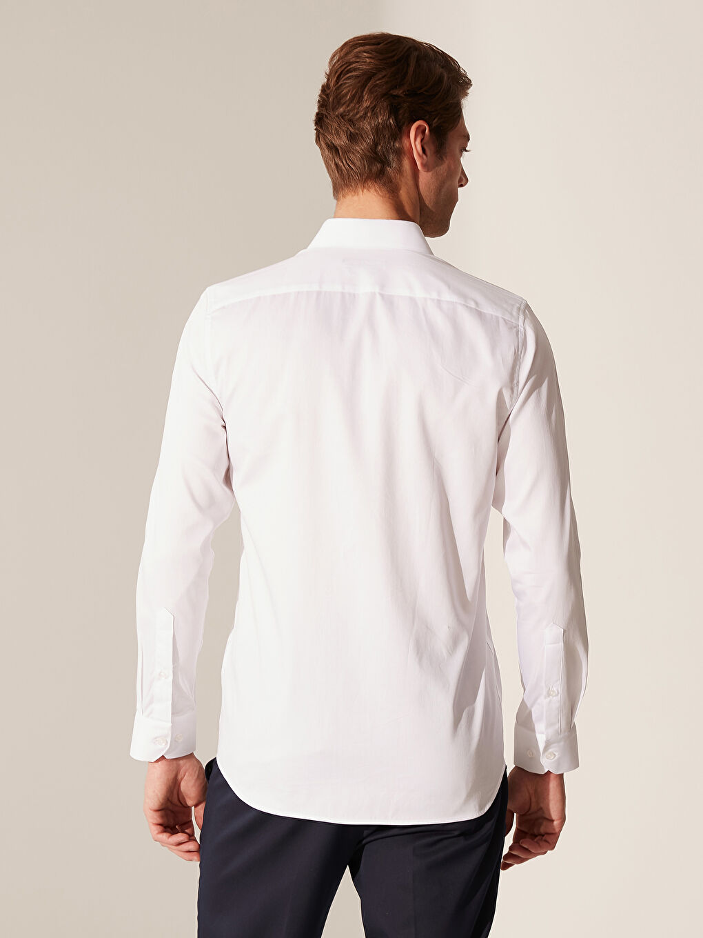 Beyaz Poplin Erkek Gömlek-2
