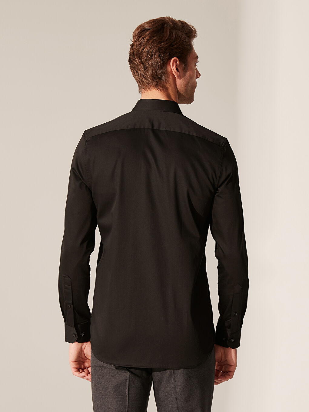 Siyah Poplin Erkek Gömlek-2