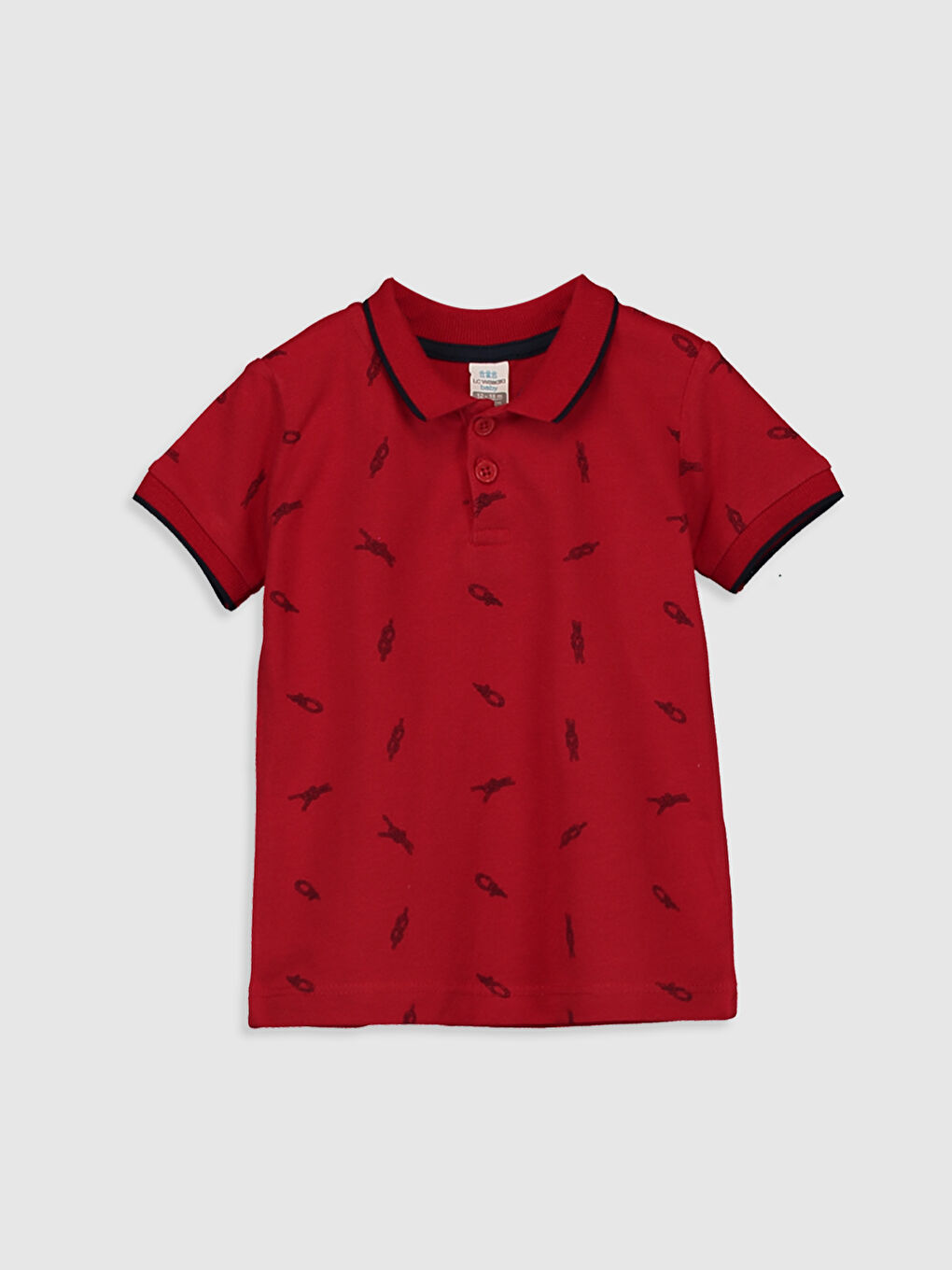LCW baby Baby Boy’s Printed Polo Neck T-Shirt Father and Son Matching -0SO568Z1-KYT