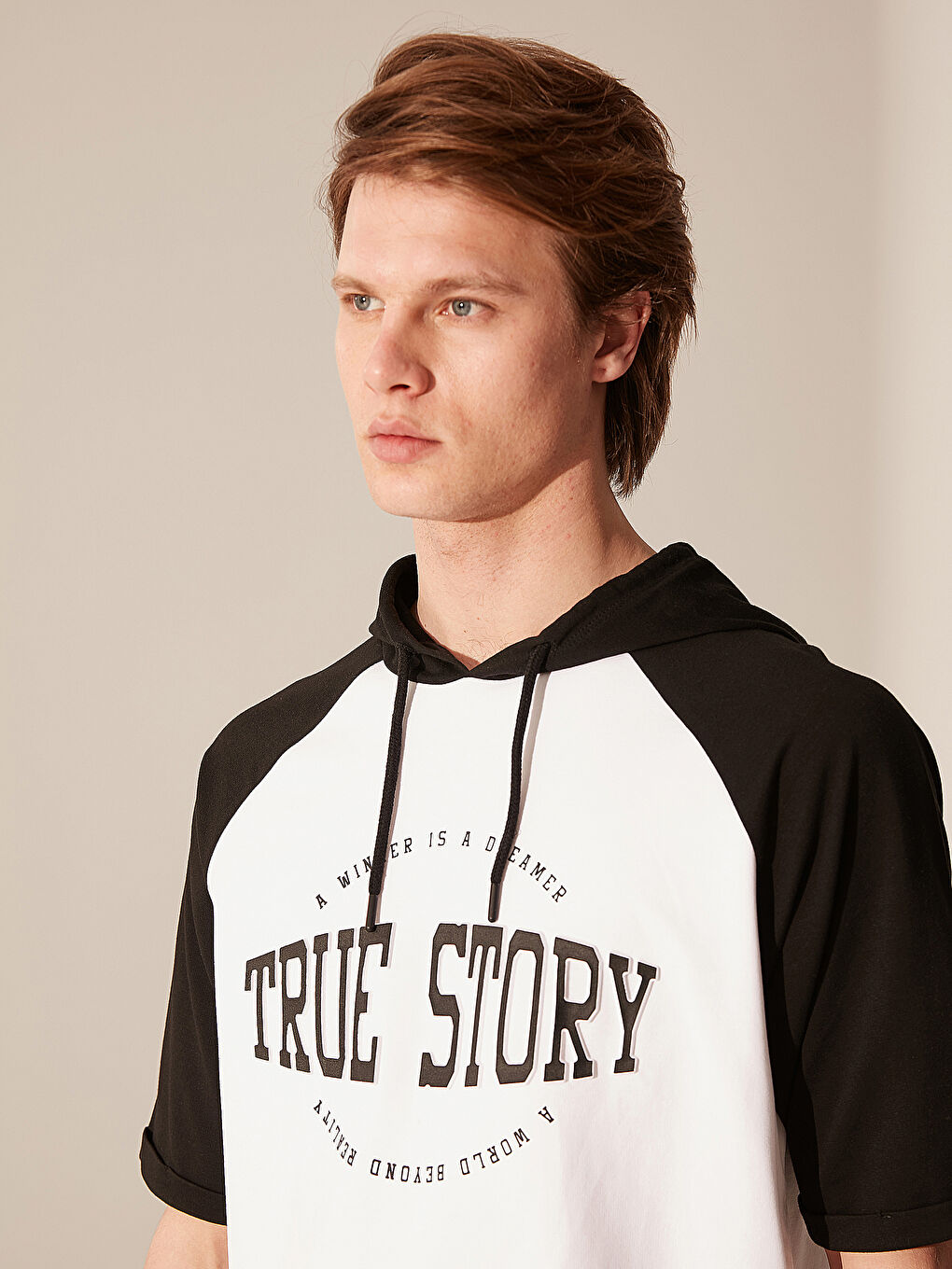 Siyah Uzun Kollu Baskılı Erkek Hoodie-1