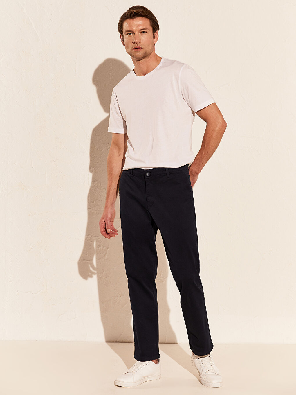 Lacivert Normal Kalıp Erkek Chino Pantolon-4