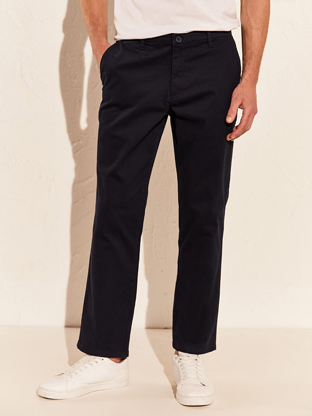 Lacivert Normal Kalıp Erkek Chino Pantolon-5