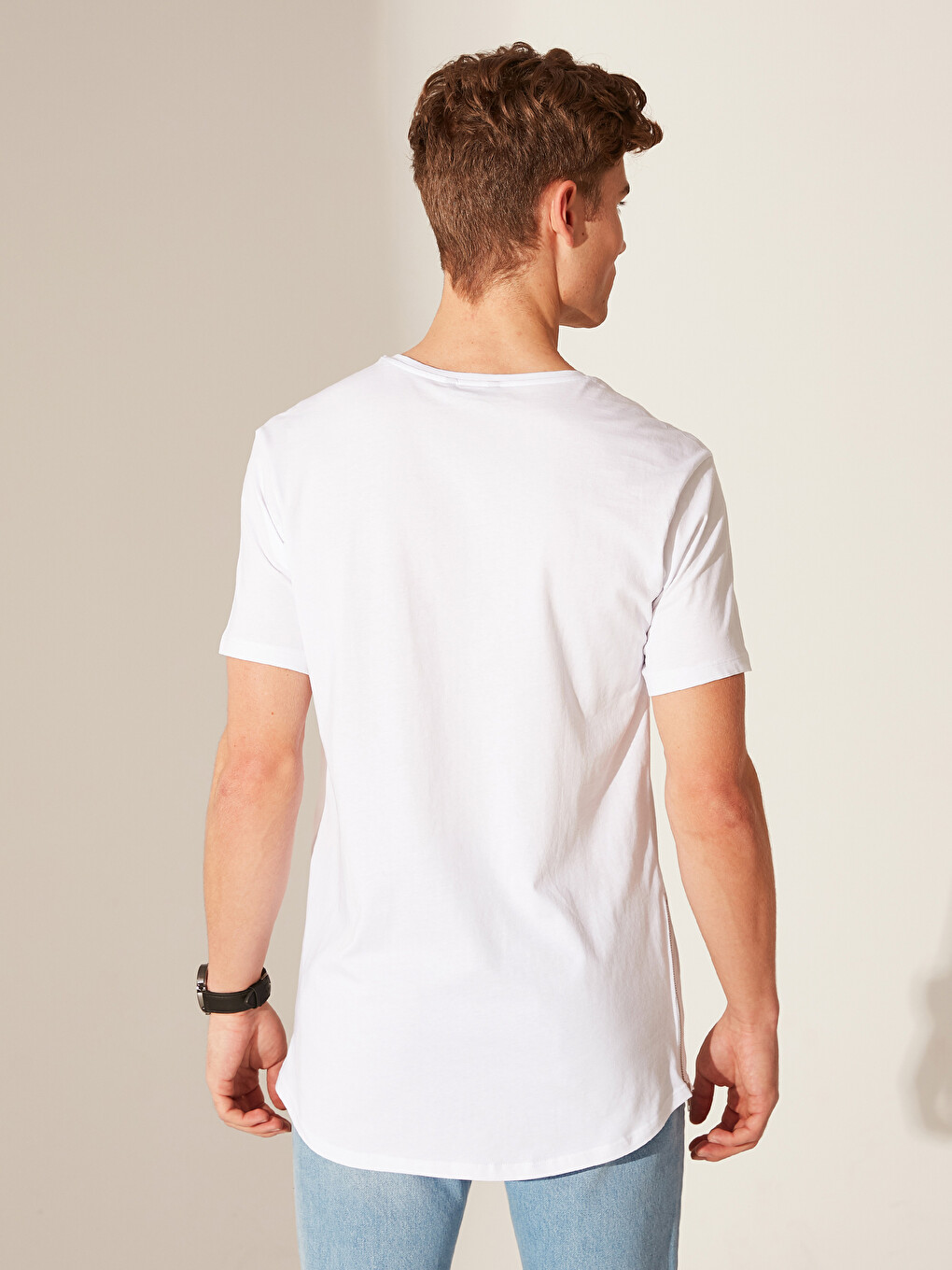 T-shirt Pambuku I Krehur Për Burra-2