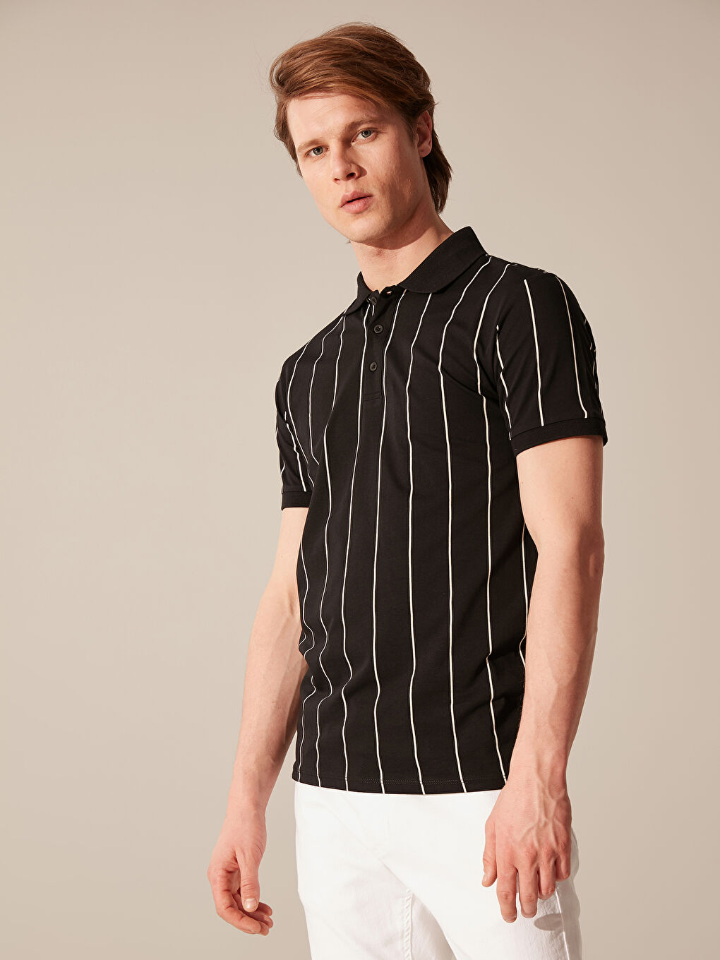 Siyah Polo Yaka Kısa Kollu Pike Erkek Tişört