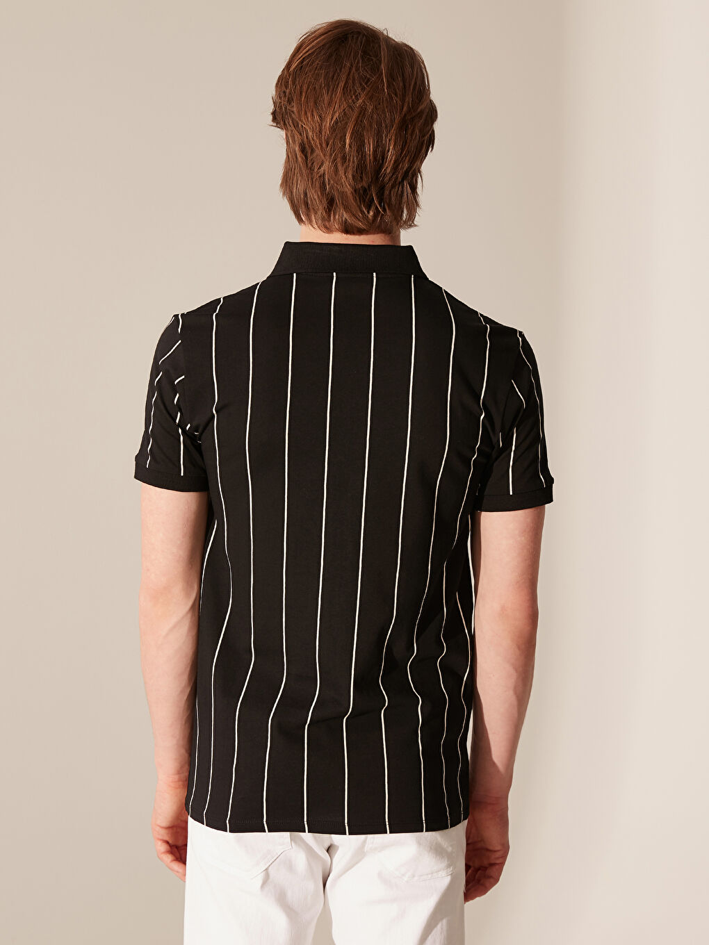 Siyah Polo Yaka Kısa Kollu Pike Erkek Tişört-2