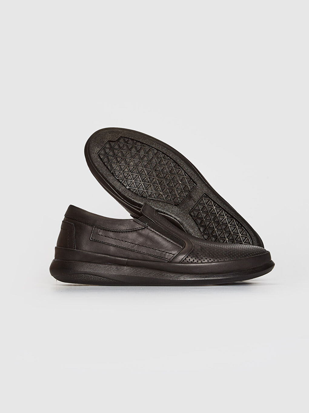 Siyah Erkek Hakiki Deri Klasik Konfor Ayakkabı-2