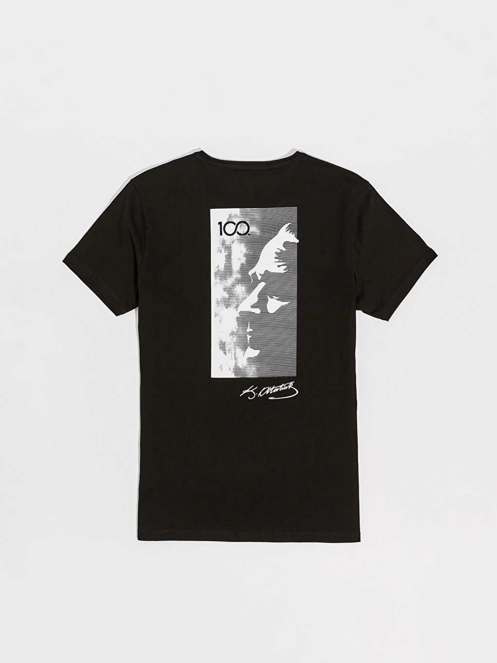 Siyah Atatürk İmza Baskılı 100. Yıl Tişört-1