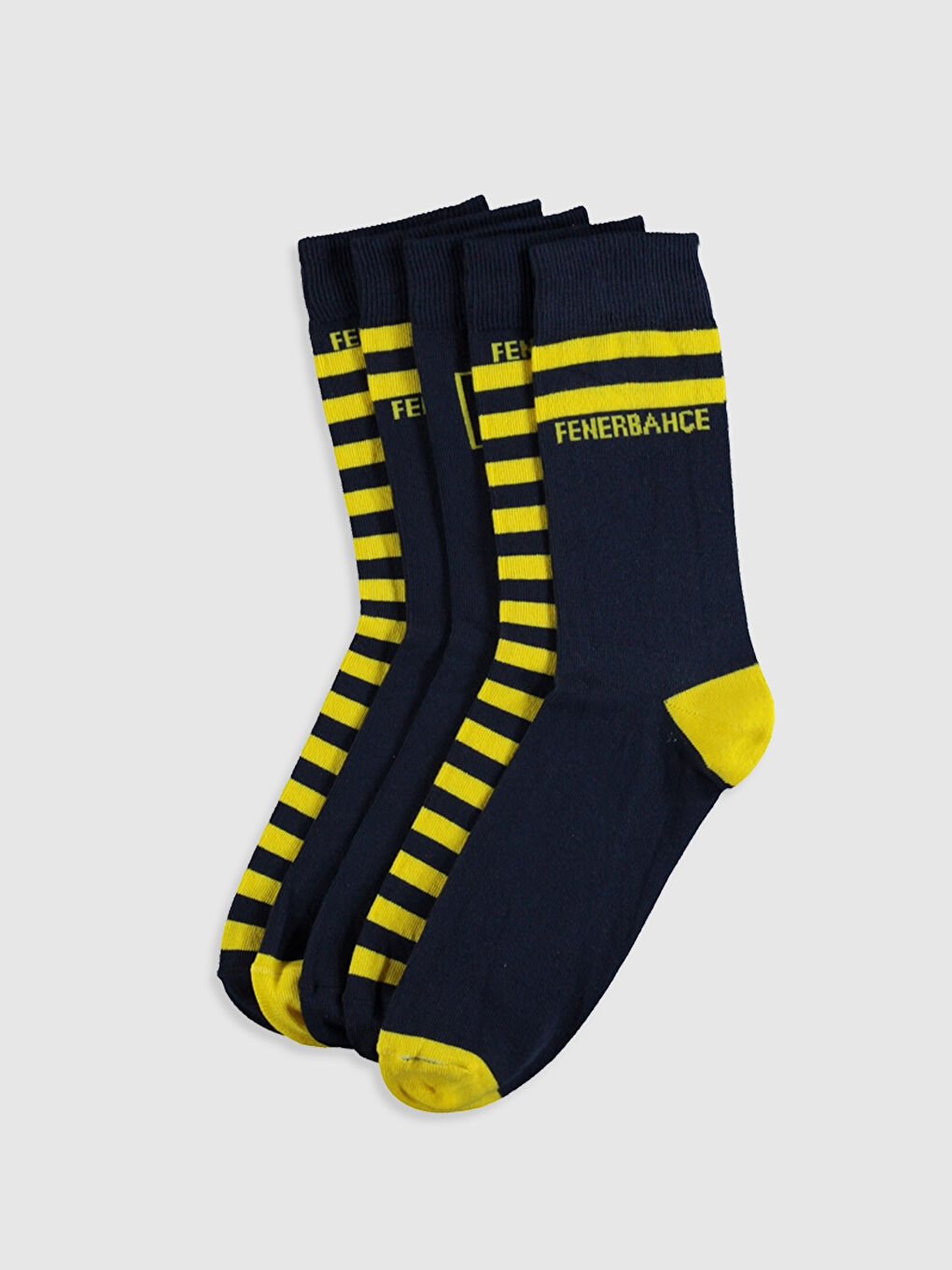 Karışık Fenerbahçe Baskılı Erkek Taraftar Soket Çorap 5'li