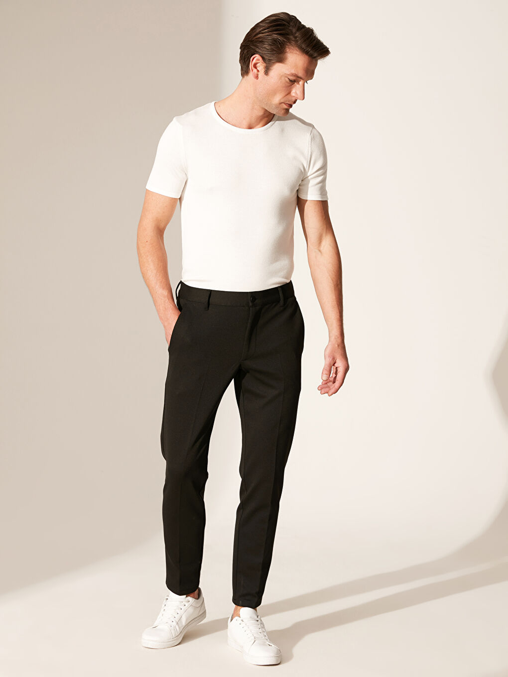 Siyah Slim Fit Poliviskon Pantolon