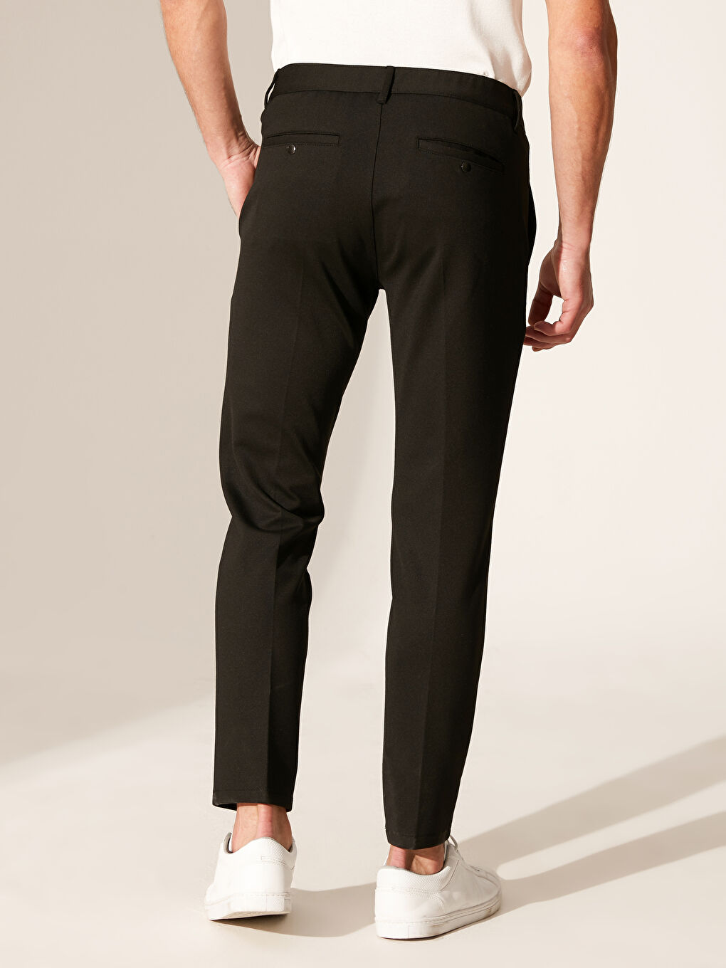 Siyah Slim Fit Poliviskon Pantolon-3