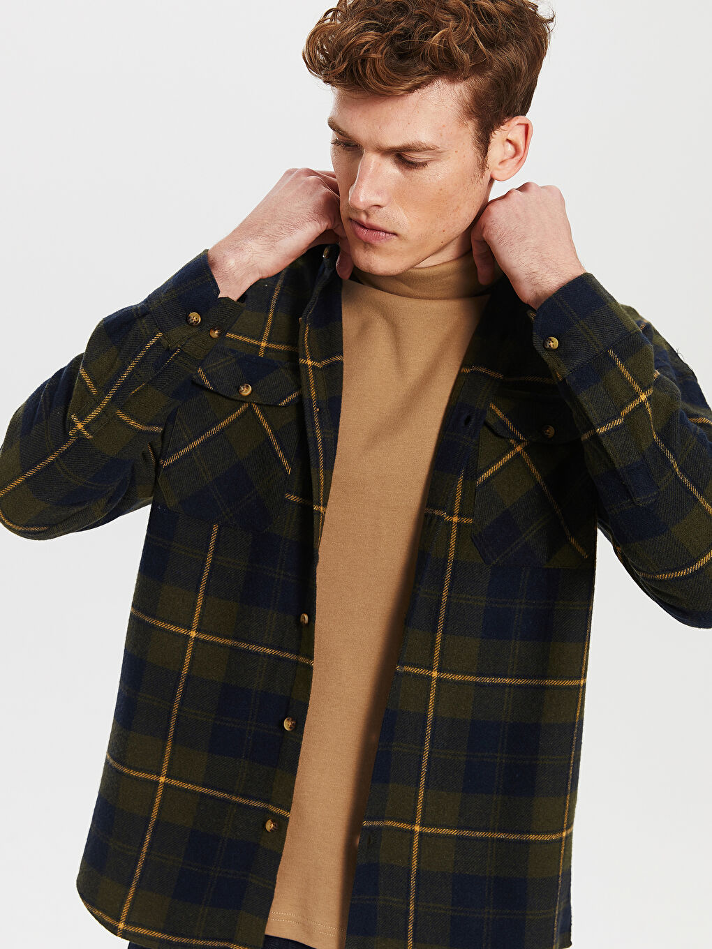 Haki Ekoseli Oduncu Gömlek-1