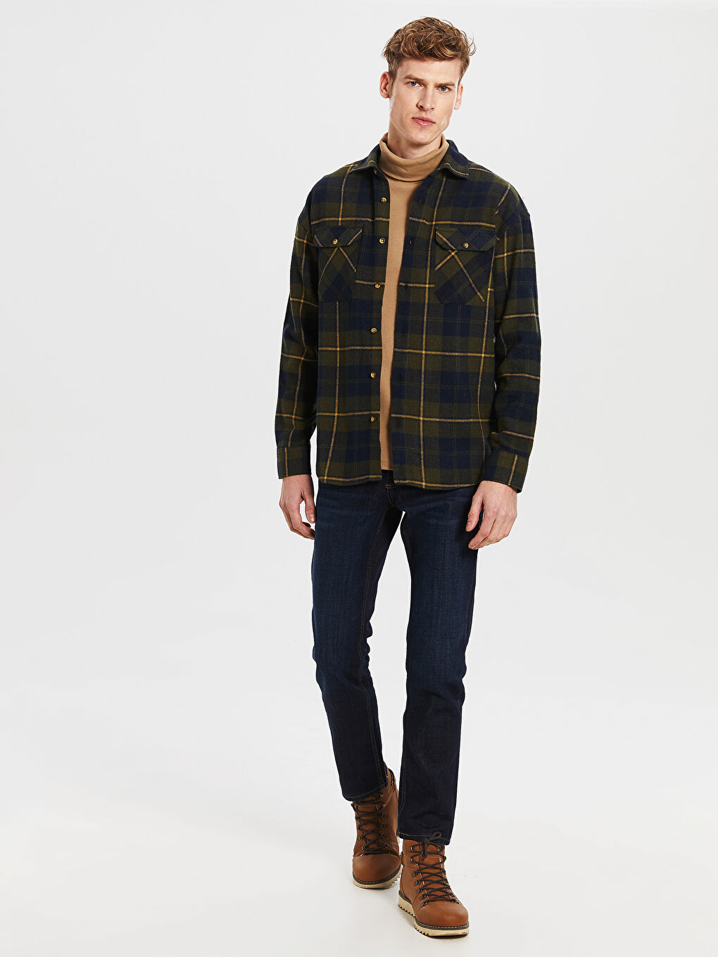 Haki Ekoseli Oduncu Gömlek-3