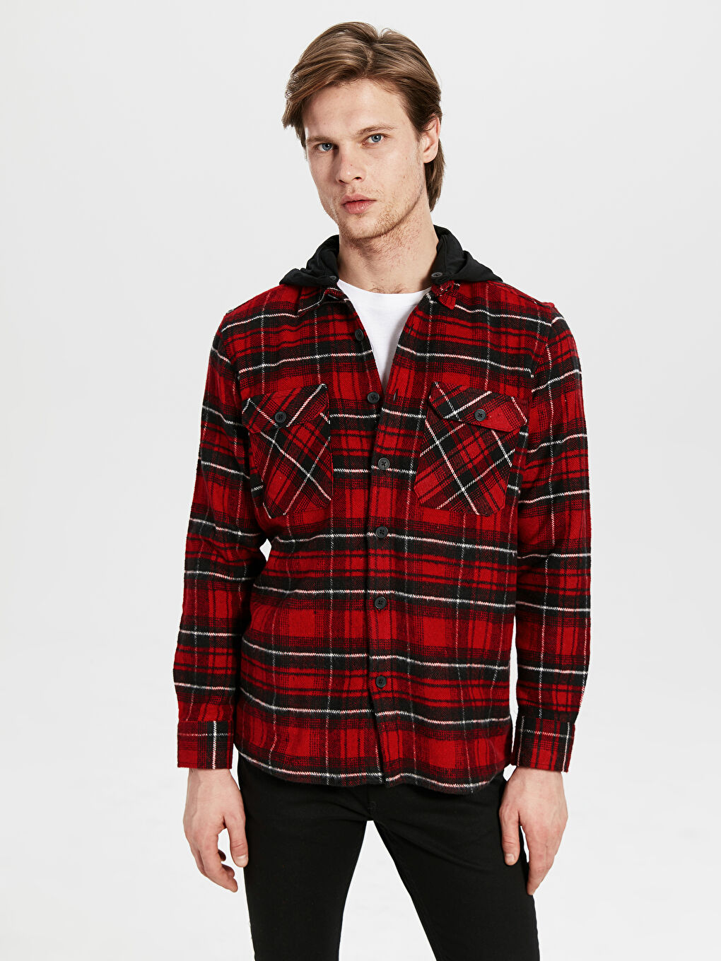 Kırmızı Gabardin Erkek Gömlek