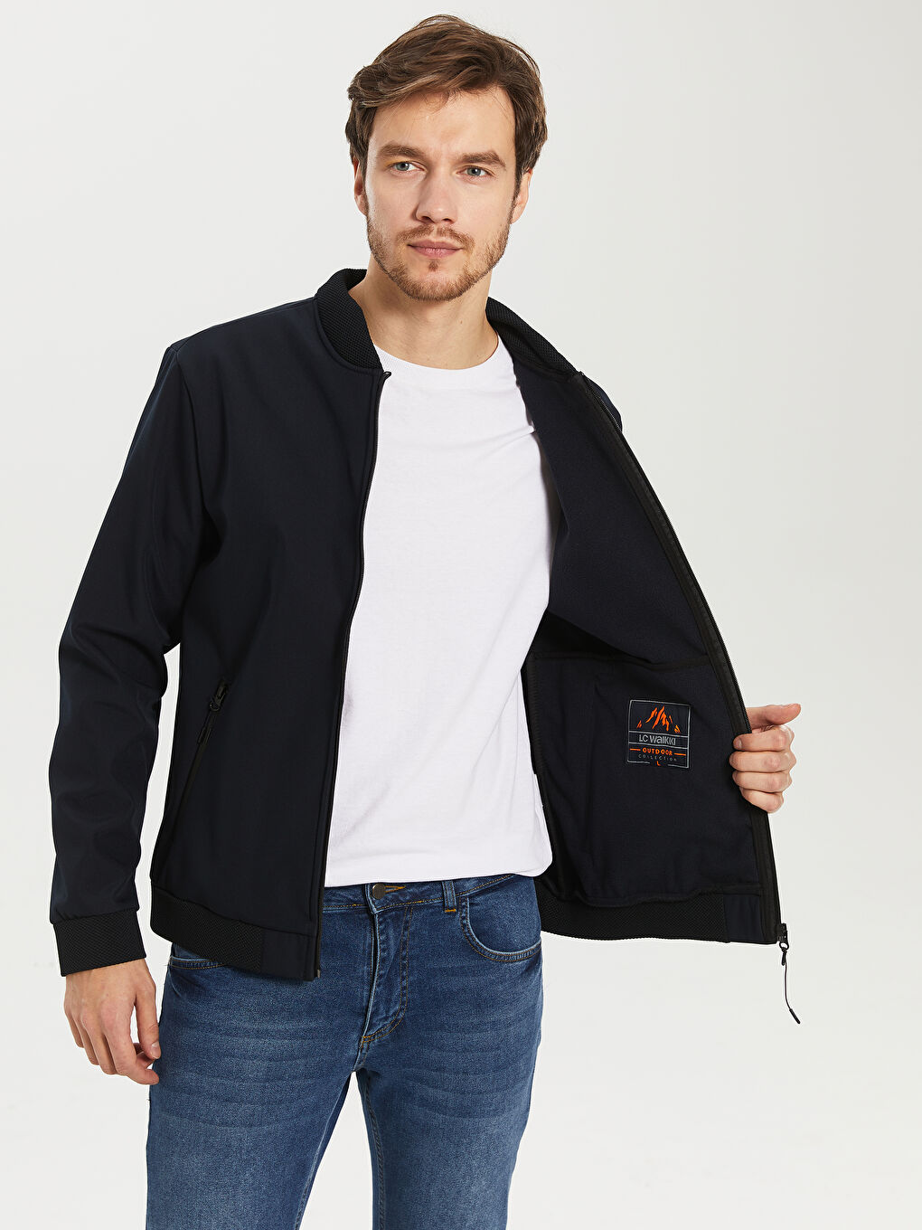 Lacivert Standart Kalıp Kolej Yaka Bomber Mont-3