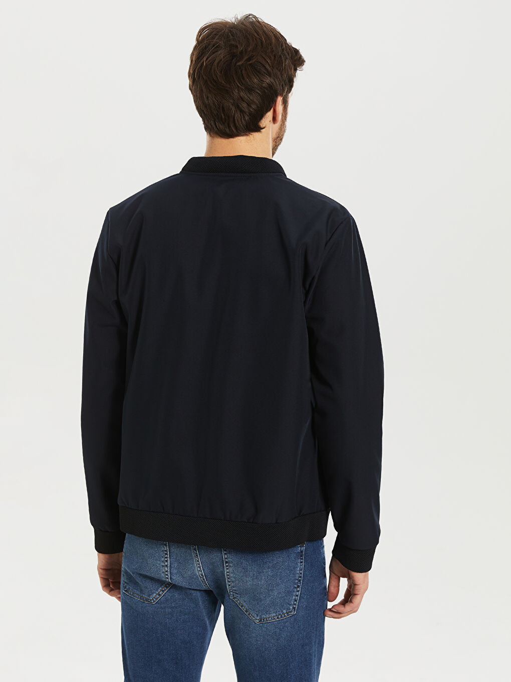 Lacivert Standart Kalıp Kolej Yaka Bomber Mont-4