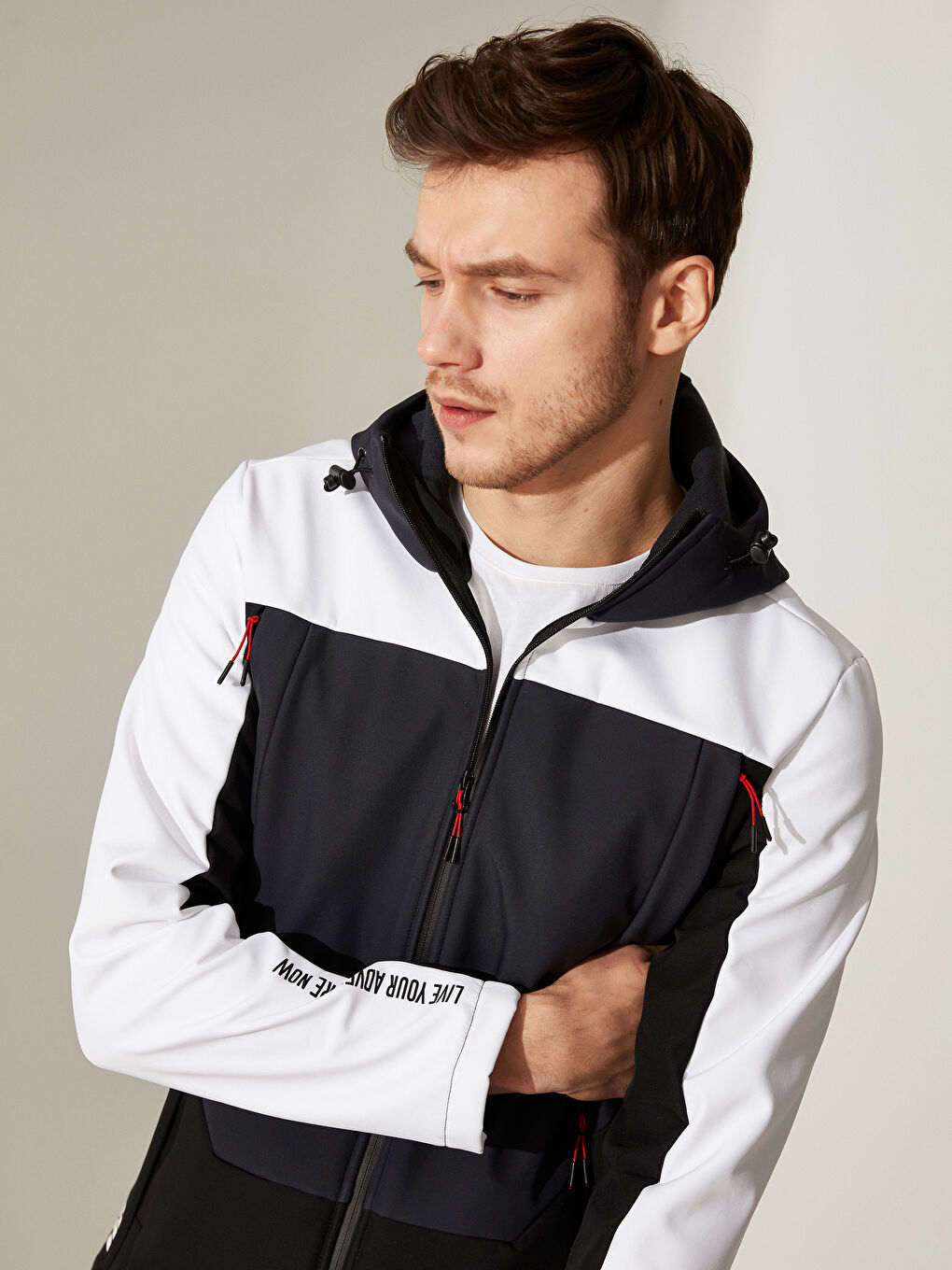 Antrasit Kapüşonlu Rahat Kalıp Spor Erkek Yağmurluk-2